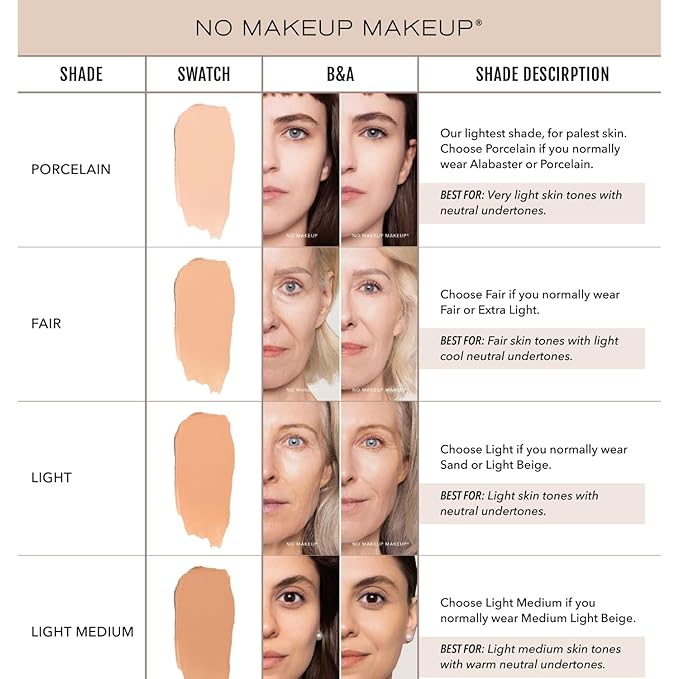 Foundation by No Makeup Makeup | Conceal & Correct with Long-Lasting, Buildable Formula & Lightweight Soft Finish | Cruelty-Free, Vegan, Fragrance-Free | Tan