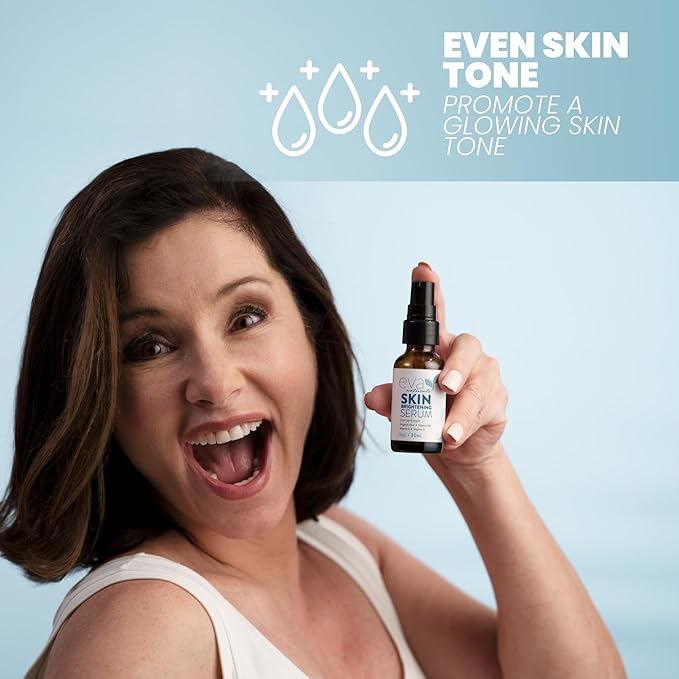 Eva Naturals Skin Brightening Serum – Dark Spot Corrector for Face & Body with Licorice Extract, Vitamin C, Peptides & CoQ10 – Targets Uneven Tone, Sun Spots & Age Spots - 1 Fl Oz