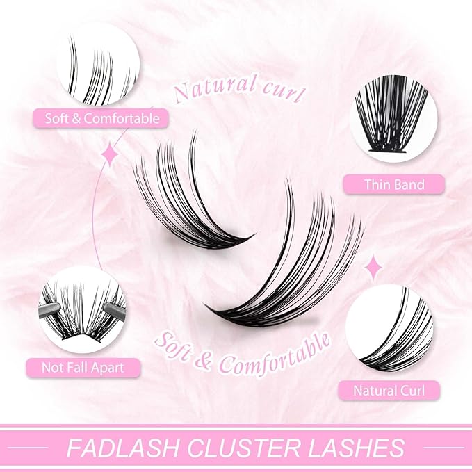 Cluster Lashes 30D+40D Individual Lashes Large Tray DIY Eyelash Extension C Curl 0.07 Natural Individual Lash Extensions Mixed Tray False Eyelashes Wispy (30D+40D-0.07C, 8-16mm)