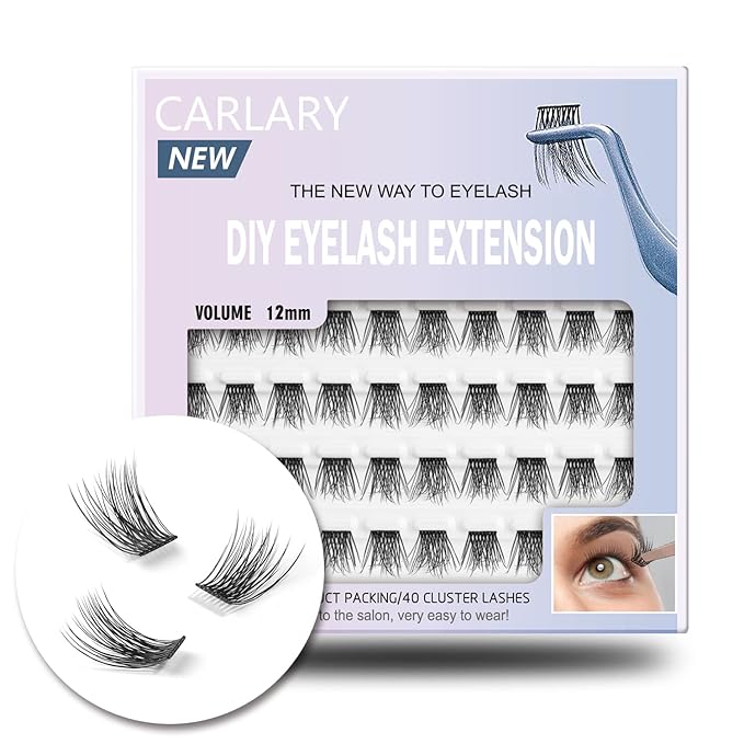 Lash Clusters, DIY Eyelash Extension, 40 Clusters Volume Individual Lashes, Wispy Fluffy Reusable Artificial Natural Look for Cluster Lashes, C Curl Lashes Pack (Volume-12mm)