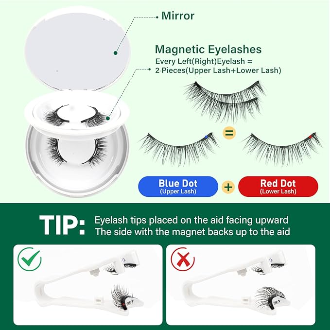 KEYYOU Daily Wear Reusable Magnetic Eyelashes 2 Pair with Applicator No Glue Needed 3D Natural Magnetic Lashes, Easy to Apply & Long Lasting for Daily Use & Events(A09+A09)