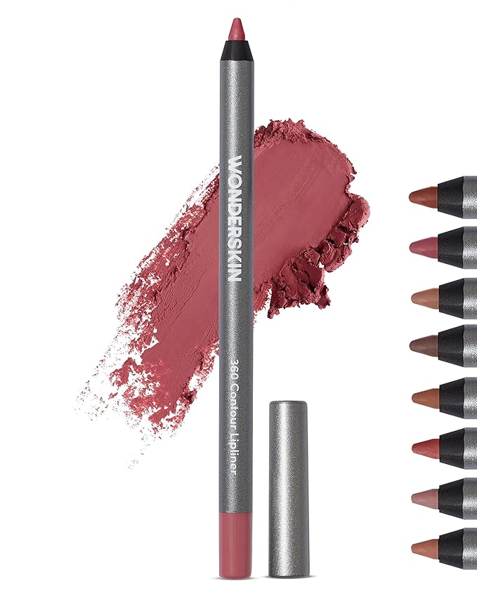 Wonderskin Lipliner Pencil - 360 Contour Lipliner, Long Lasting, Sharpenable, Waterproof and Transfer-Proof Nude Lip Liner Pencil (Rosewood)