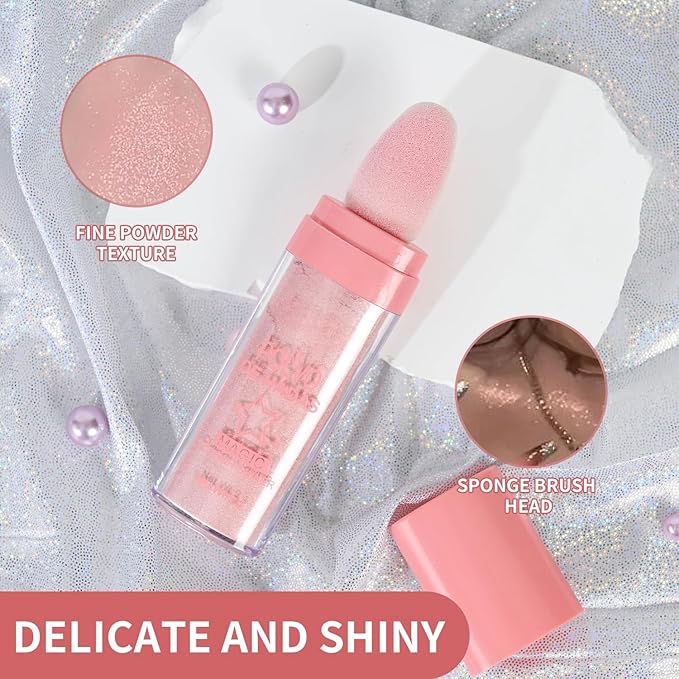 URQT 3 Color Polvo De Hadas Fairy Dust Highlight Patting Powder - Full Body Contouring and Clavicle Pearlescent Patting Powder for Face and Eye, Halloween Sparkling Body Glitter Powder (Trio)