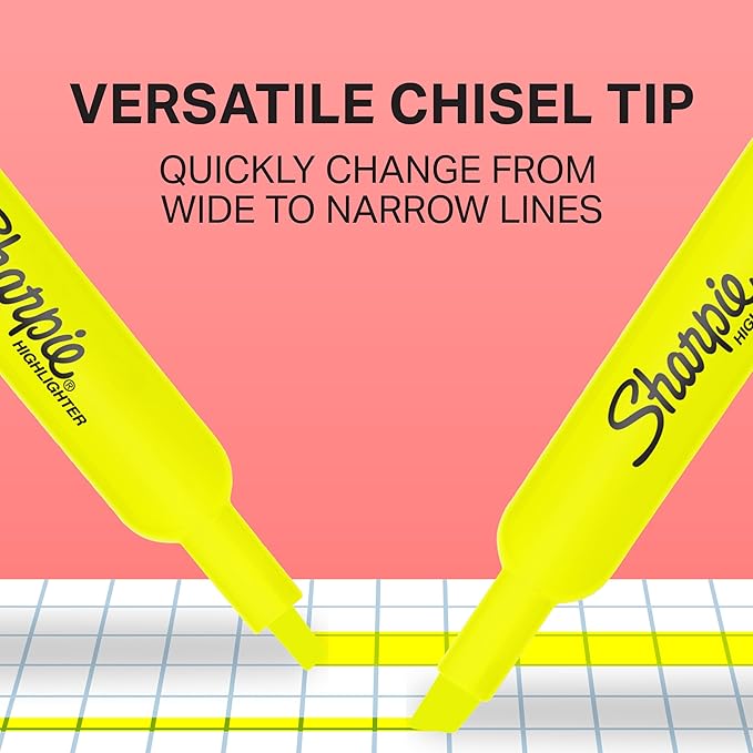 SHARPIE Tank Style Highlighters Chisel Tip Fluorescent Yellow 36 Count (Pack of 6)