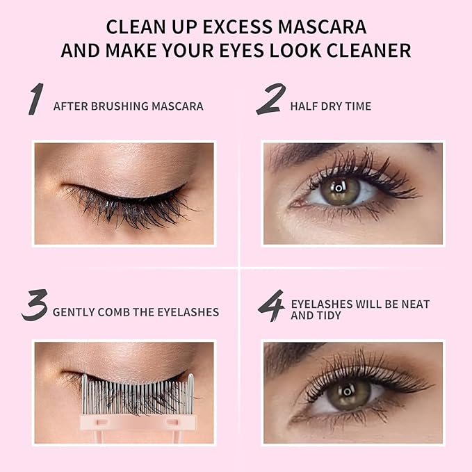 Docolor Eyelash Comb Eyelash Separator Mascara Applicator Eyelash Definer with Comb Cover Pink