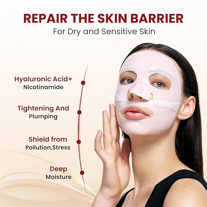 Bio-Collagen Real Deep Masks 12PCS Collagen Face Mask Skin Care Sheet Overnight Skincare Hydrating Smile Line Patches Wrapping Lift Stocking Stuffers Birthday Gifts for Teen Girls