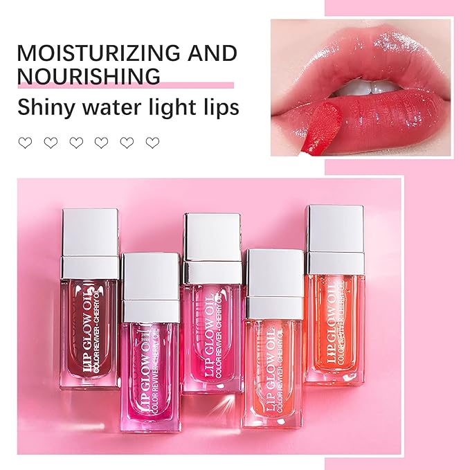 Lip Oil Hydrating Tinted Lip Balm, Plump Lip Gloss Lip Care Transparent Toot Lip Oil Tinted (004# Transparent)