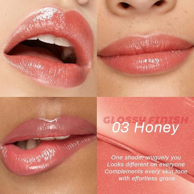 Honey Lipstick Tinted Lip Balm - Shine Moisturizing Lipstick for Women, Natural Nourishing Hydrating Lip Color Gloss Stain for Dry Lips, Tint Sheer Lightweight Makeup, Vegan - 1Pc #03 Honey