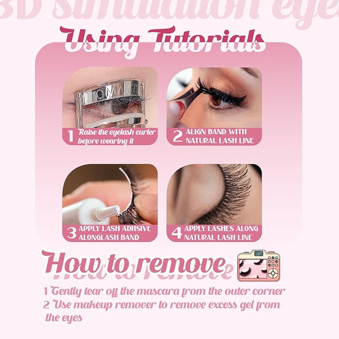 Faux Mink Lash Extensions - Reusable 8 Pair Strip Lashes for Easy Application Vegan Mink Eyelash with Vivid 3D Effect Cruelty-Free Mink-Like False Eyelashes