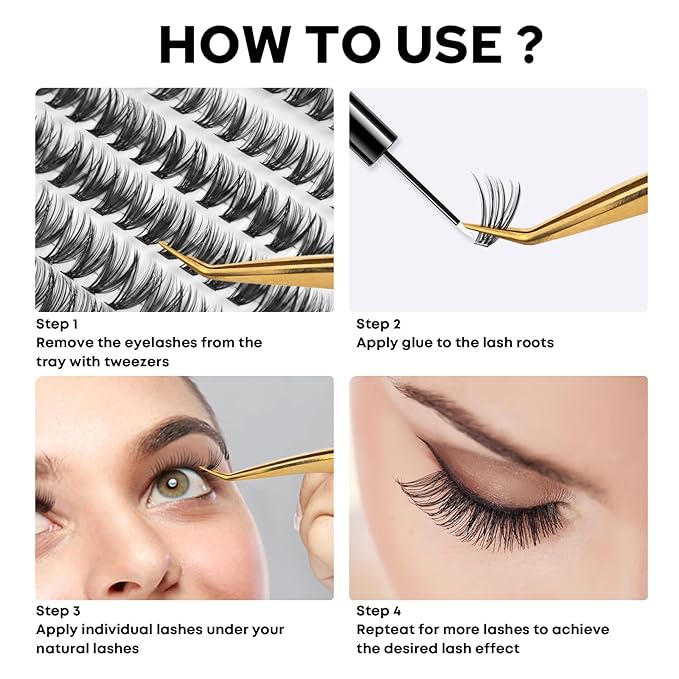 Individual Lashes, Lash Clusters, 280 Pcs 10D/20D Mixed Individual Lash Extensions, Natural Soft Lightweight Reusable DIY Eyelash Extensions, Thickness 0.07mm C Curl False Eyelashes