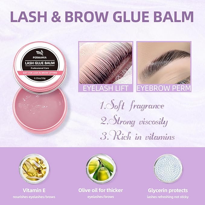 PERMANIA Lash Perm and Black Kit,Salon Grade Supplies for Eyelash Lift and Brow Lamination Black Ti-nt with Lash Lift Balm 4 IN 1 Fast Quick Curling & Coloring Natural Result Hair Color Developers