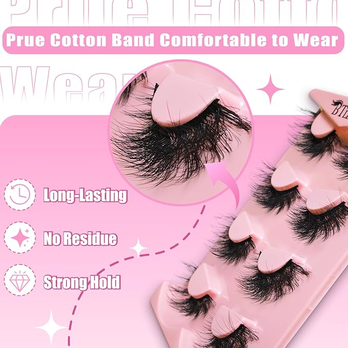 8Pairs Wispy Mink Lashes Fluffy Eye Lashes Natural Look 5D Volume Fake Eyelashes Pack 3D622 by BTLLSSH