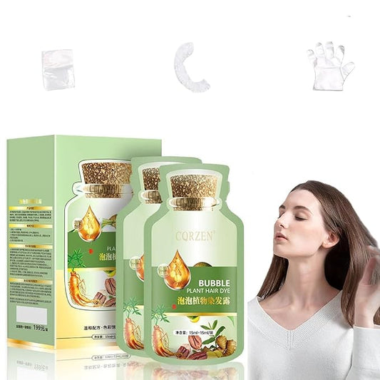 HUANG YI Natural Botanical Bubble Hair Dye 20ML 10Packs/Box (Chestnut Brown, Plant-Based)