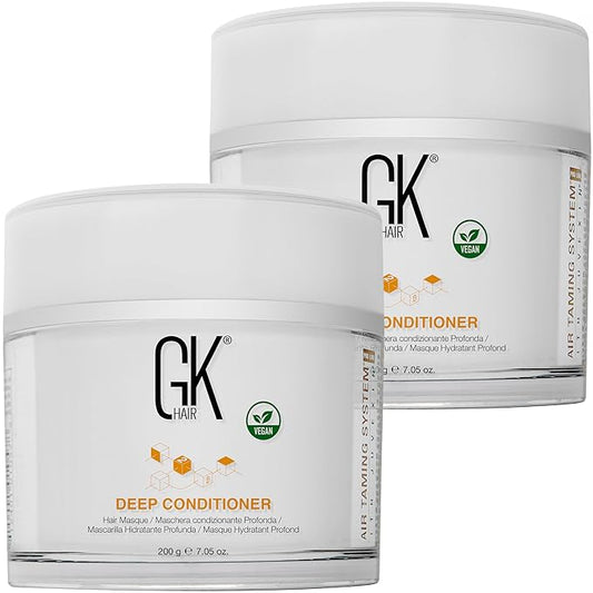 GK HAIR Global Keratin Deep Conditioner Masque Pack of 2 (7.05 Fl Oz/200 g) Intense Hydrating Repair Treatment Mask for Dry Damaged Color Treated Frizzy Hair Restoration Formula with JOJOBA Seed Oils