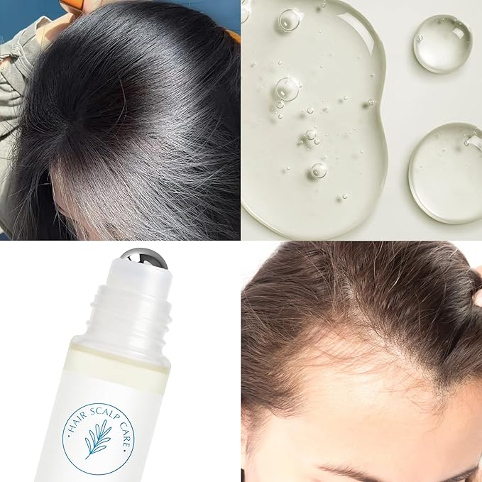 Rosemary Hair Growth Serum Roll On, 3% Rosemary 3% RedensyI & 2% Anagaln Hair Beard Growth Serum, Thicker Stronger Hair Beard, Prevents Hair Fall Stimulates Hair Follicles for All Hair Types - 25ml
