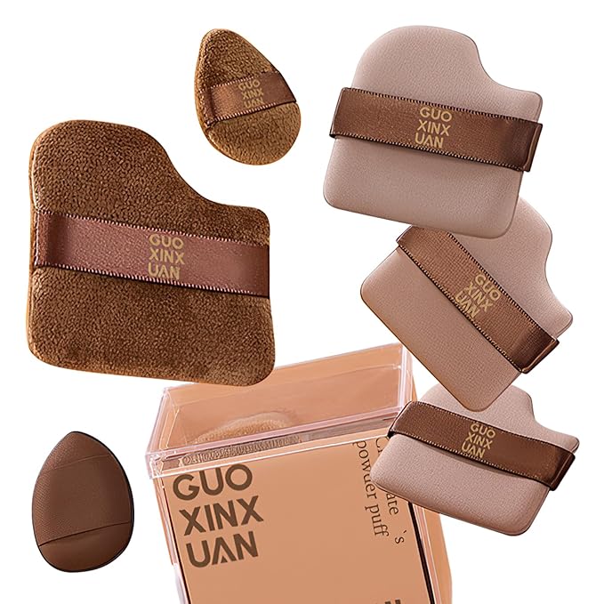 12 PCS Quick Makeup Foundation Puff Set,Foundation Sponge Puff,Cushion Puff,Mini Powder Puff Collection(2 Box of 6 PCs) Guoxiaoniu Chocolate Color Quick Makeup Foundation Puff Set