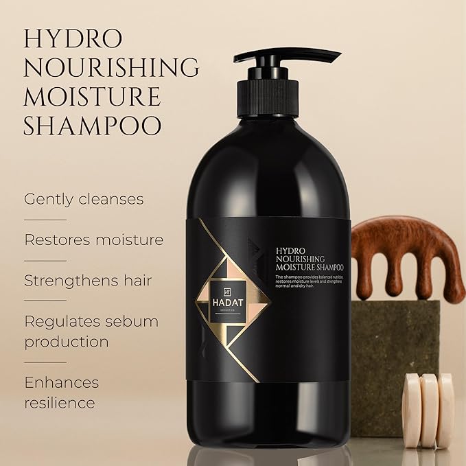HADAT Hydro Nourishing Moisture Shampoo – Salon-Grade Sulfate-Free, For Dry, Frizzy, or Color-Treated Hair – Deep Hydration, Shine & Smooth Finish – Professional Haircare, 27.05 Fl oz (Pack of 1)