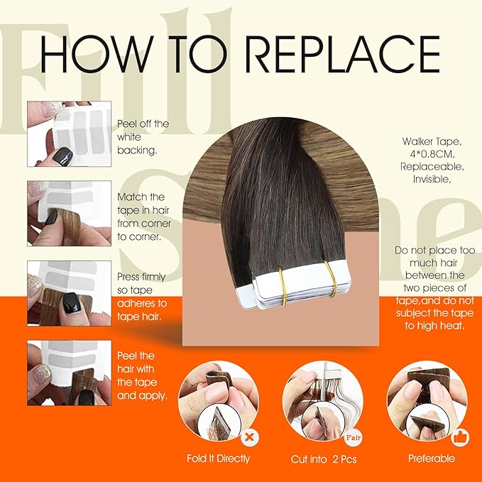 Full Shine Human Hair Tape in Extensions Color 2/8/27 Balayage Tape in Hair Extensions Real Human Hair 12 Inch Hair Extensions Human Hair 30Gram Double Sided Tapes Extensions 20Pcs for Wedding