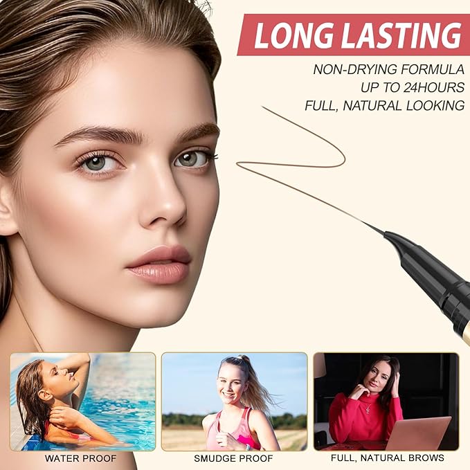 LAVONE Eyebrow Pen, 2-in-1 Eyebrow Pencils for Women with 4 Tip Microblading Eyebrow Pencil and Curved Precise Brow Pencil, Waterproof Eyebrow Pencil Create Full, Natural Hair-Like Brows, Soft Brown