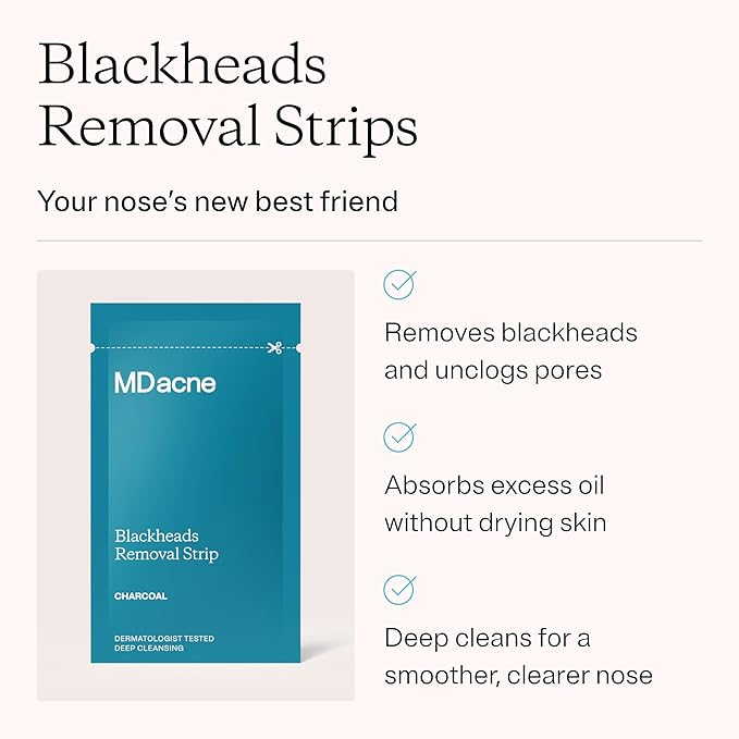MDacne Blackhead Remover Strips, Deep Pore Cleansing for Sensitive Acne-Prone Skin (36 Strips)
