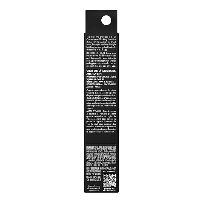 e.l.f. Holy Strokes Micro-Fine Brow Pen, Liquid Waterproof Eyebrow Makeup For Detailing & Adding Dimension, Vegan & Cruelty-Free, Taupe