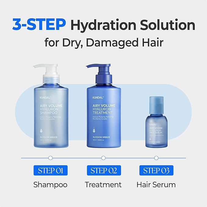 KUNDAL Hyaluronic Acid Lightweight Hair Serum for Thin & Fine, Hydra Hyaluron Hair Serum for Frizz Control, Volume & Moisture Boost – Blossom Breeze, 1.69fl oz, Stocking Stuffers