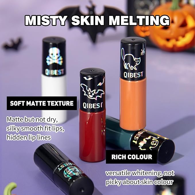 Dulele Dark Red Purple Green Black Matte Liquid Lipstick Gift Set, High Pigmented Lip Gloss for Girls & Women, Long Lasting 24 Hours Waterproof Lip Stain for Halloween Cosplay Goth Costume Makeup