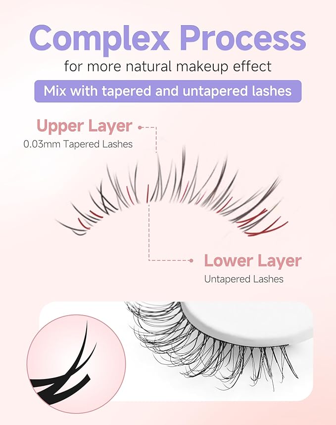 Natural Lashes Natural Eyelashes Natural Look Wispy Lashes Mink Lashes False Eyelashes Fake Eyelashes C Curl Lashes Strip Lashes Bright-04
