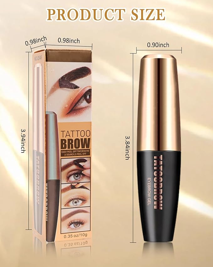 Eyebrow Gel Peel Off, 2Pcs Grey Brown Tattoo Eyebrow Gel Easy Peel Off, Long Lasting Waterproof Eye Brow Tinting Dye, Tattoo Brow Tint Stain Peel-Off Kit for Eye Makeup,Christmas Gift for Women-03