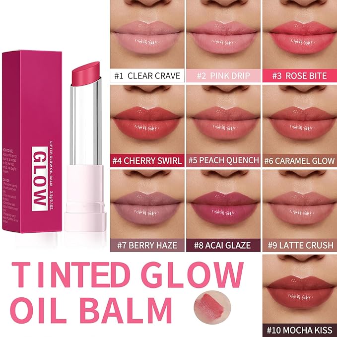 CHIFURE Tinted Lip Balm, Hydrating Lipstick, Moisturizing Lip Color, Anti-Wrinkle Lip Treatment with Deep Hydration, Shine & Glowy Finish Tinted Lip Makeup