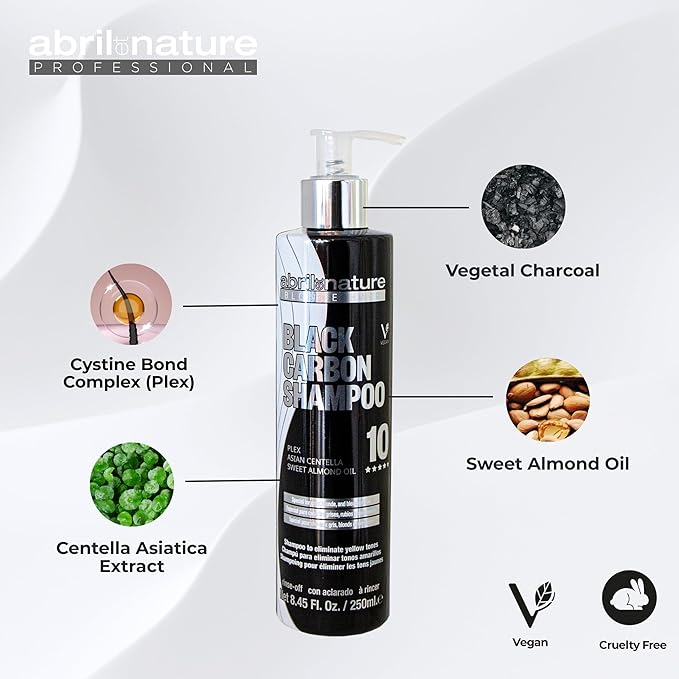 abril et nature - Professional Black Carbon Toning Mask - Special for blonde, bleached and gray hair - Eliminates yellow tones - Nourishes, Hydrates and Intensely Repairs - 1000ml