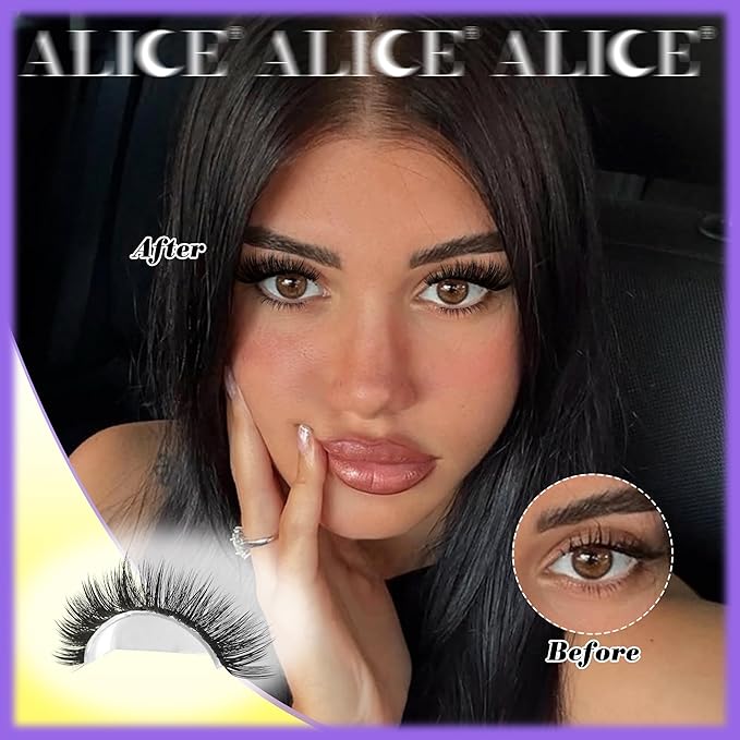 ALICE Fluffier Volume Lash Clusters Kit - Wispy Eyelash Clusters Kit 204pcs Thick 100D Spiky Russian D-Curly Anime Eyelash Extension Kit - Individual Lashes Kit with Lash Glue for DIY at Home