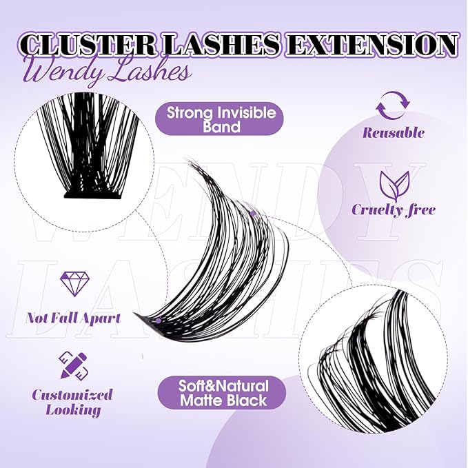 Lash Clusters With Bottom Lashes 356PCS 40D/50D Multi-types Fluffy Lash Clusters C/D Curl Wispy Individual Lashes Spike Volume Cluster Eyelash Extensions By Wendy Lashes(40/50D-0.07D)