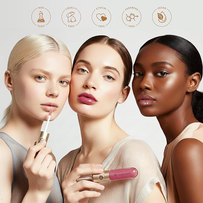 Color Nymph Matte Liquid Lipstick with Clear & Shimmer Lip Oil | 2PCS Lip Makeup Set for Women & Girls | High Pigment Color Long-Lasting Dual Ended Lip Gloss | Cruelty-Free & Vegan (2-Count, 03)