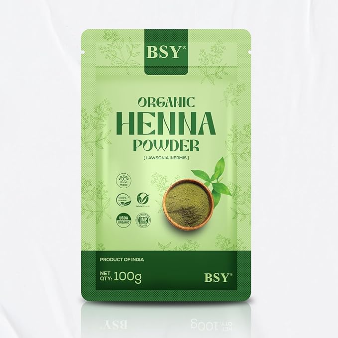 BSY Organic Henna and Indigo Powder for Hair - 100% Natural 0.4 lb (200g) Combo for Black Hair Color, Henna Hair Color & Indigo Powder Blend
