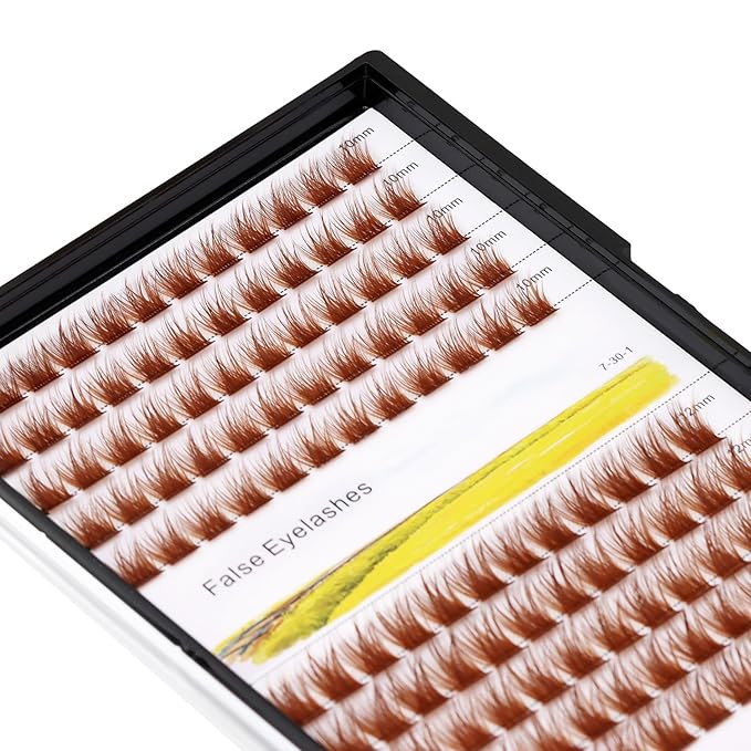 Bodermincer 120 Clusters D Curl Light Brown 10mm+12mm/12mm+14mm Mixed Wide Cluster False Eyelash Individual Cluster EyeLashes False Eyelashes Eyelash Extension (Light Brown 12+14mm Mixed)