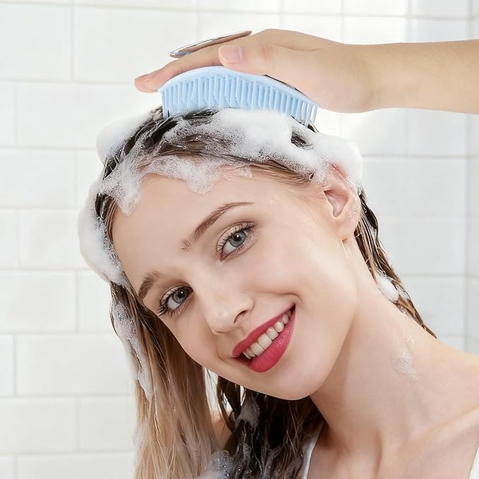 HOKLNUSE Hair Shampoo Brush,Scalp Massager Scrubber, Dandruff Removal Scrubber with Ergonomic Anti-Slip Handle,Wet & Dry Hair Care for Women Men Kids All Hair Types