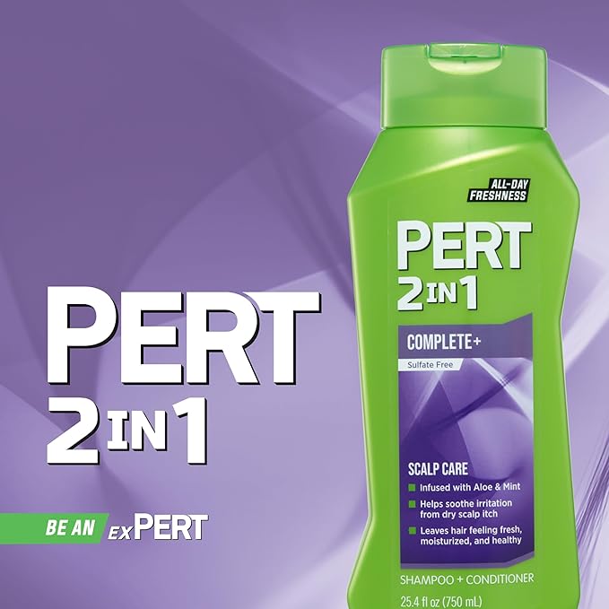 Pert 2 in 1 Complete Plus Scalp Care Shampoo and Conditioner - Itchy Scalp Treatment - Sulfate Free Shampoo and Conditioner for Healthy Hair - 25.4 oz (Pack of 2)
