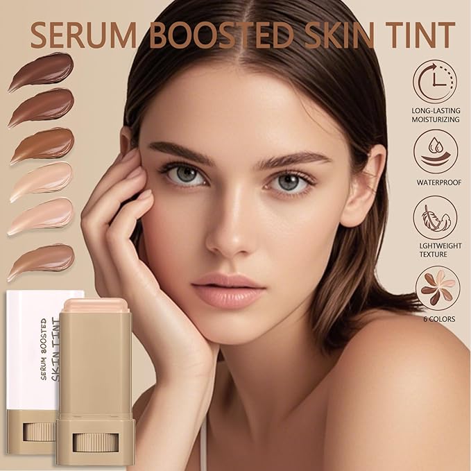 Foundation Stick Beauty Balm Serum Boosted Skin Tint, Serum Boosted Skin Tint Balm, Solid Tinted Moisturizing SerumContour Stick Foundation FaceStick, Longwear ContourStick, Natural Finish (#5)