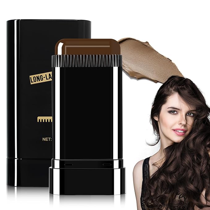 Hair Color Stick,Waterproof and Sweat-Proof Hair Dye Comb,Portable Color Touch-Up Hair Dye Sticks With Comb For Gray Hair Coverage,Cover Gray Hair Color Correction Sticks for Women & Men (Dark-Brown)