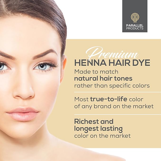 Parallel Products Spot Color Henna Kit - Henna Hair Dye - 5 grams - Tint for Professional Spot Coloring - With Nourishing Oil, Mixing Dish and Application Brush - Root Touch Up (Medium Brown)