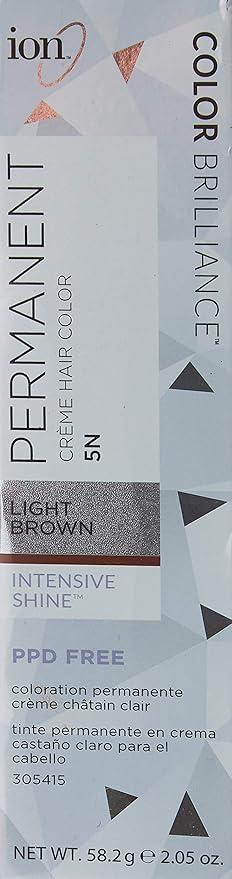 Ion Permanent Creme Hair Color 5RC Light Copper Brown, Vegan, Cruelty Free, PPD Free, 100% Gray Coverage, Long Lasting, Fade Resistant Color, 2.05 oz