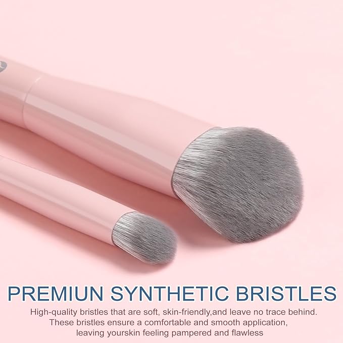 KINGMAS Foundation Makeup Brushes, Angled Kabuki Concealer Brush Under Eye Nose Contour Brush for Liquid Cream Powder Blending Buffing (Pink)