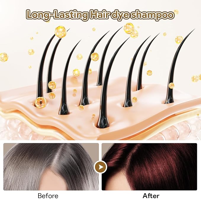 MEIDU Dark Burgundy Hair Dye Shampoo 3 in 1 for Gray Hair, Hair Dye for Women Men, Hair Color for Women Herbal Ingredients Natural (500ml,16.9oz) (Deep wine red)