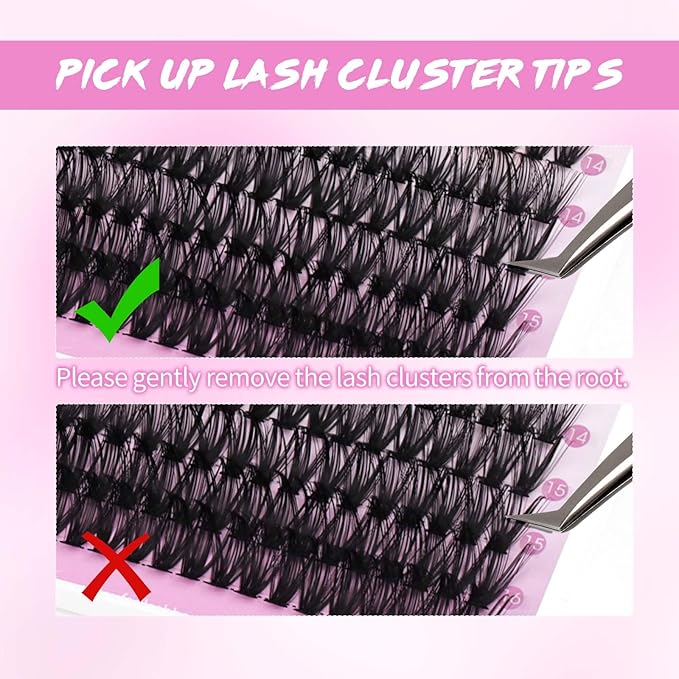 FADLASH Lash Clusters 30D+40D+50D+60D Eyelash Clusters 560PCS Individual Lashes D Curl Natural Lashes Clusters 8-16mm Wispy Cluster Eyelash Extensions for Beginners