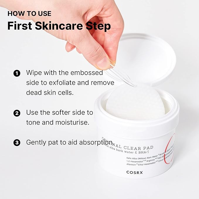 COSRX BHA Toner Pads, 70 Sheets, Exfoliating Pads for Dead Skin & Blackheads, Minimize Pores, Prevent Breakouts, Smooth Skin Texture, Korean Skin Care, Stocking Stuffers, Holiday Gifts,Gifts For Women