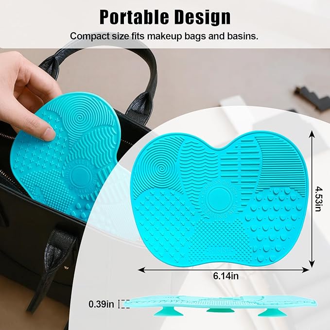 4 PCS Silicone Makeup Brush Cleaner Mat, 7 Textures Make Up Brush Cleaning Mat, Cosmetic Cleaning Pads, Portable Washing Tool with Suction Cup, Easy to Clean, Ideal for Travel and Home Use