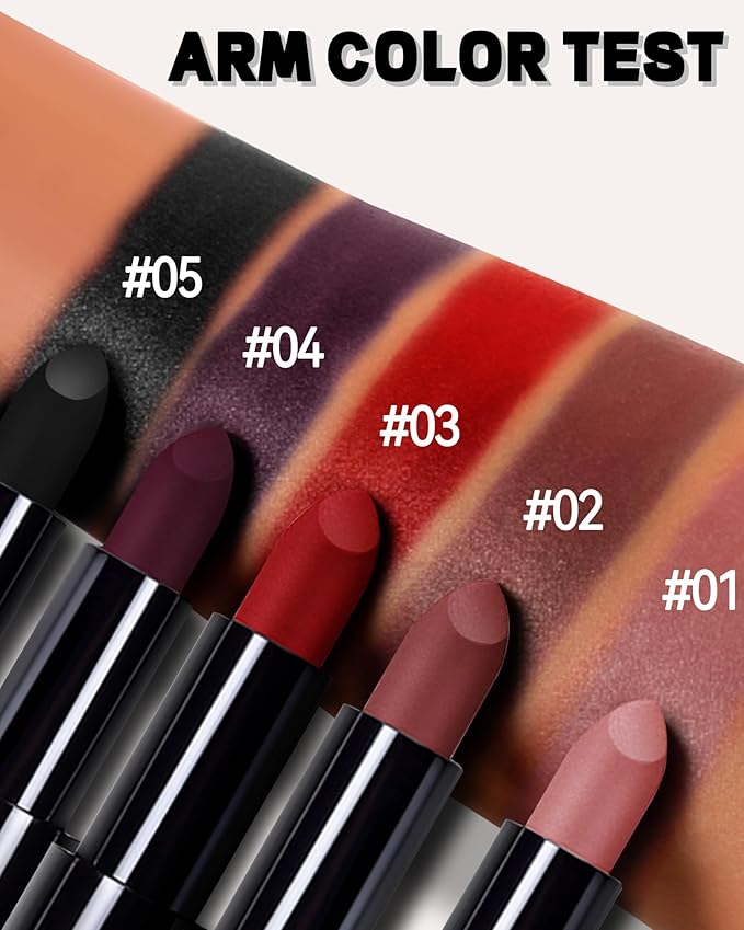 Brown Nude Lipstick Long Lasting for Women, Hydrating Matte Velvet Lip Gloss Nude Liquid Lipstick Intense Lip Color Non Stick Smudge-Proof & Waterproof Lipgloss Bold Glow Goth Lip Stick Makeup-02