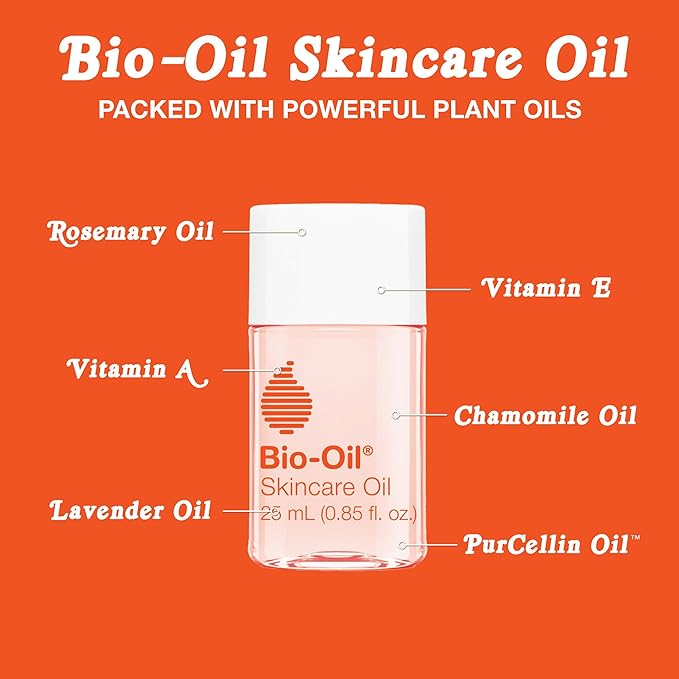 Bio-Oil Skincare Body Oil Serum for Sensitive and Dry Skin, Face and Body Moisturizer for Scars & Stretch Marks, Hydrates with Vitamins E & A, Dermatologist Recommended, 0.85 Oz (Pack of 3)