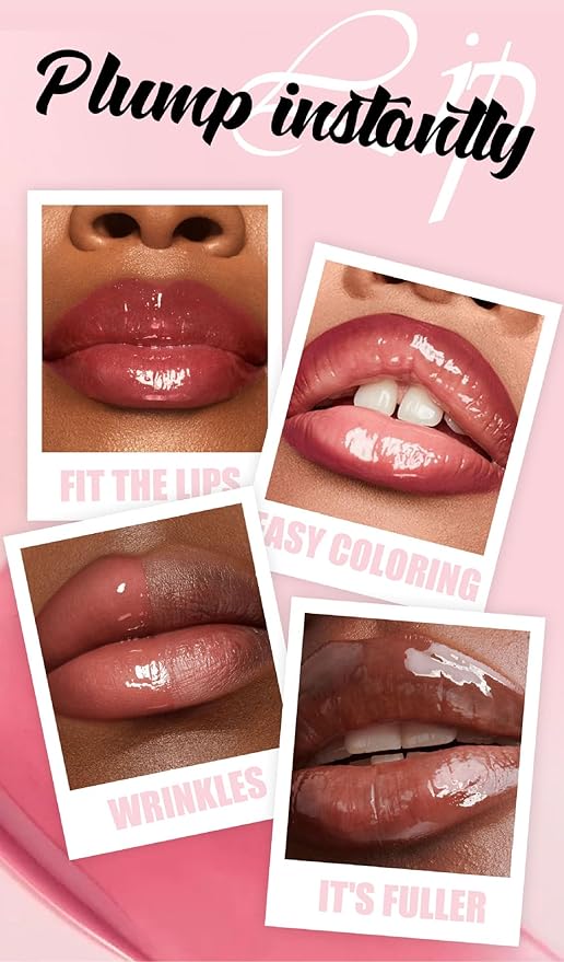 Plumping Lip Oil with Fresh Ginger Extract - Instant Fuller Lips, Ultra-Hydrating & Nourishing Glossy Lip Glow Oil, Lip Plumping Booster for Smooth, Defined Lips (#04 AMBER, 1)